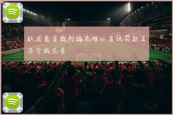 狄龙直言裁判偏见难以言说罚款五万令我无奈